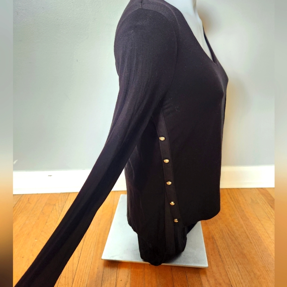 WHBM Black double layered vnevk tunic with gold buttons